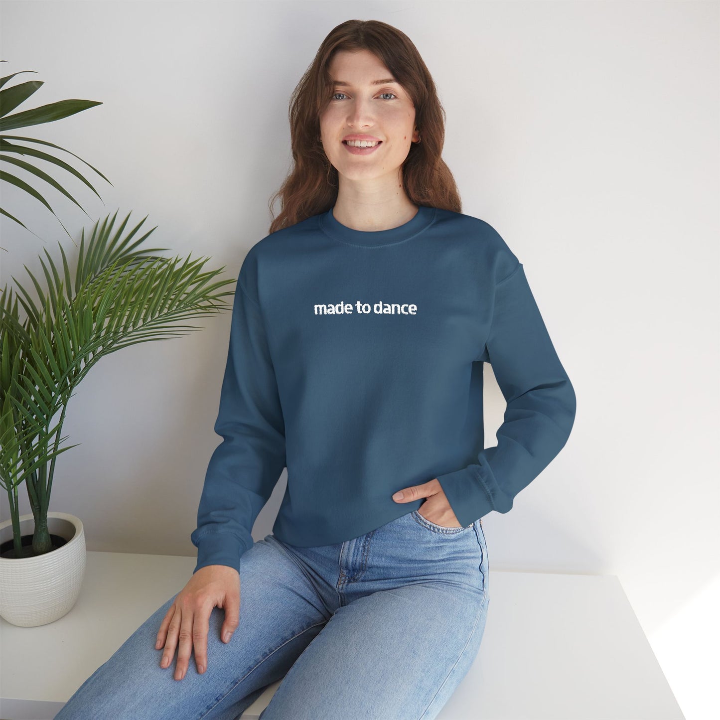 “Made to Dance" Unisex Heavy Blend™ Crewneck Sweatshirt – Embroidered Dance-Inspired Pullover for Adults & Kids