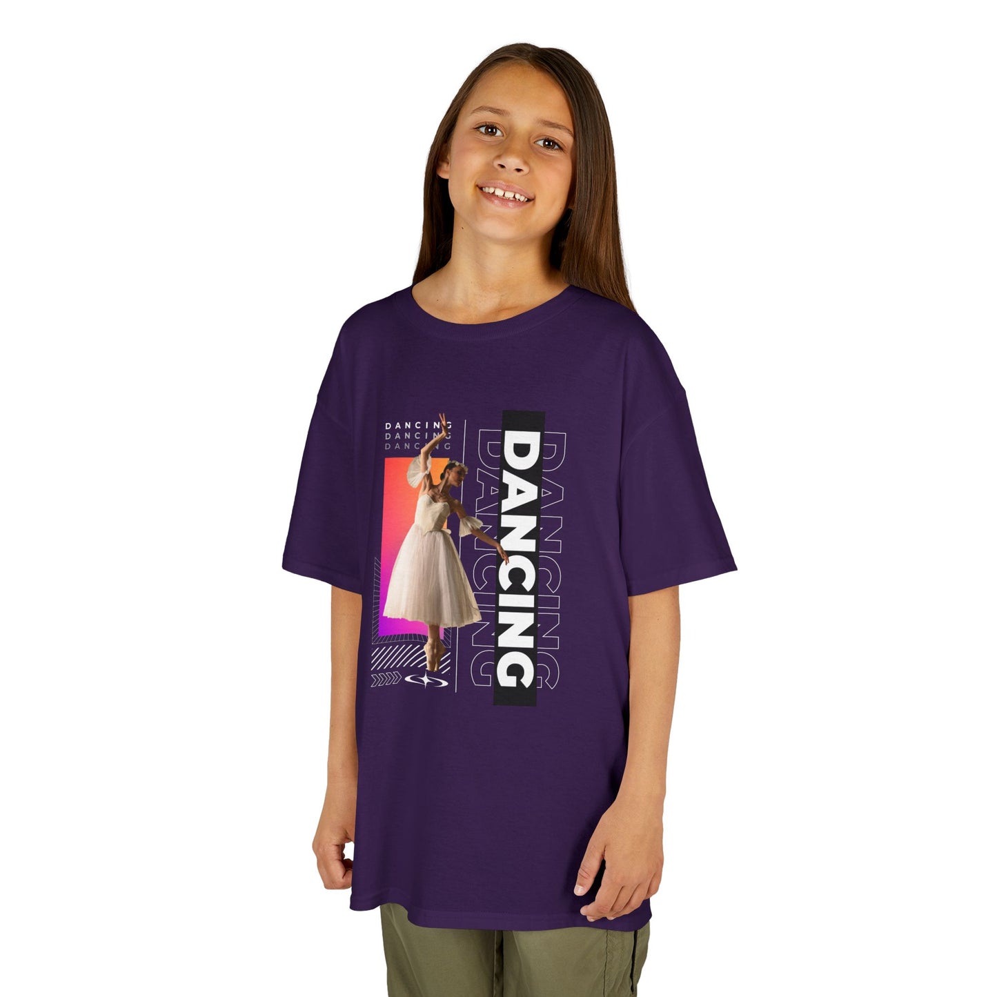 “Dancing” Youth Short Sleeve T-Shirt – Streetwear-Inspired Female Dancer Graphic – Trendy Kids Dance T-Shirt for Girls