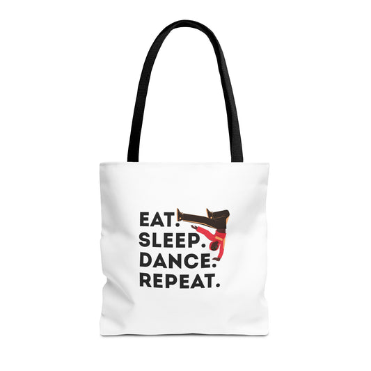 "Eat Sleep Dance Repeat" B-Boy Canvas Tote Bag – Hip-Hop Dancer Graphic Dance Tote for Everyday Use