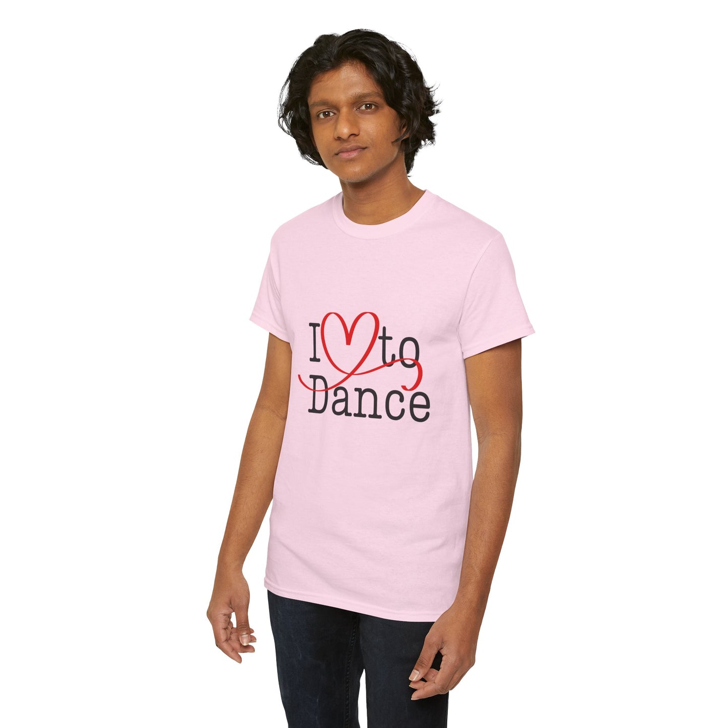 "I Love to Dance" Unisex Heavy Cotton Tee – Hand-Drawn Heart Graphic Dance Lover T-Shirt