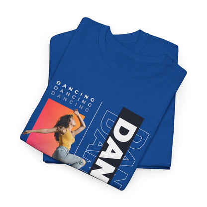 “Dancing” Streetwear-Inspired Female Dancer Unisex Heavy Cotton Tee – Urban Dance Graphic T-Shirt for Performers and Dance Lovers
