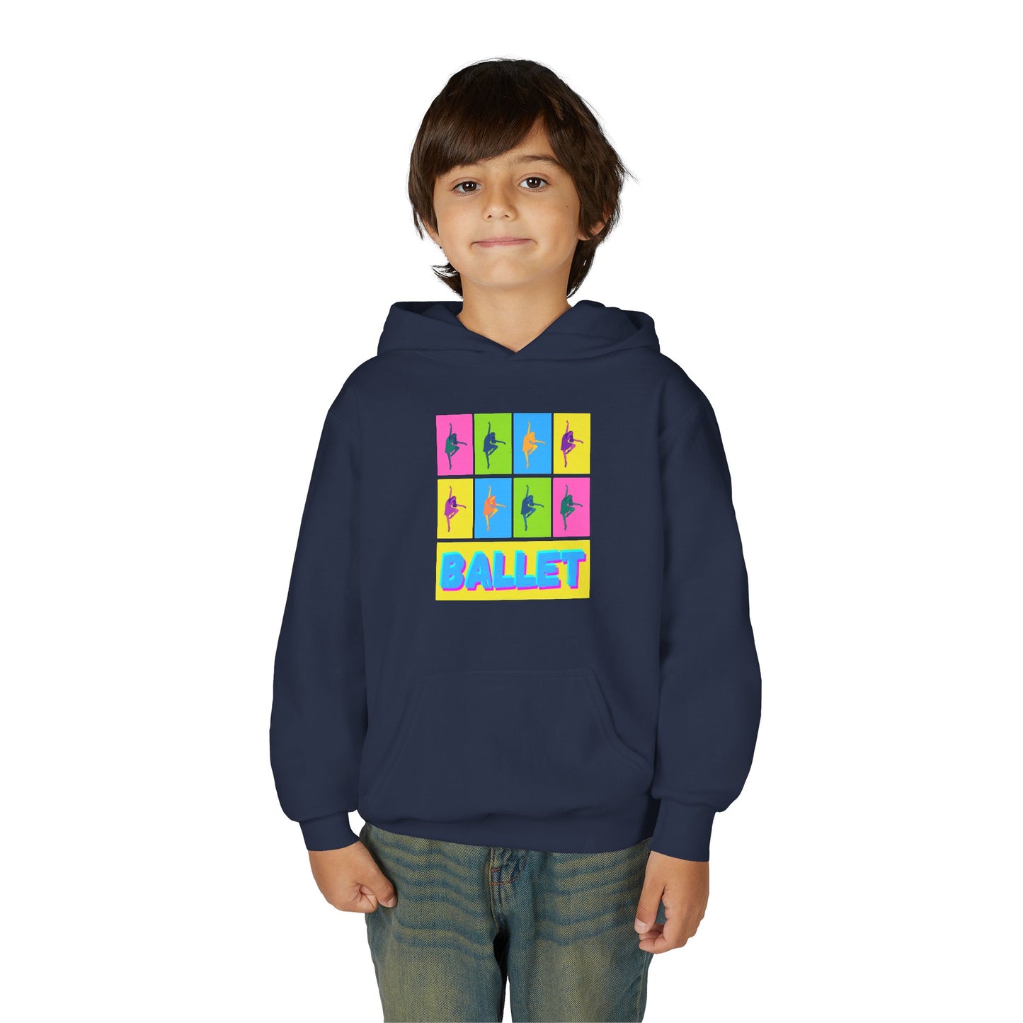“Ballet” Pop Art Inspired Design with Ballet Dancer Graphics | Streetwear Ballet Hoodie for Kids & Young Dance Enthusiasts | Unisex Youth Hoodie