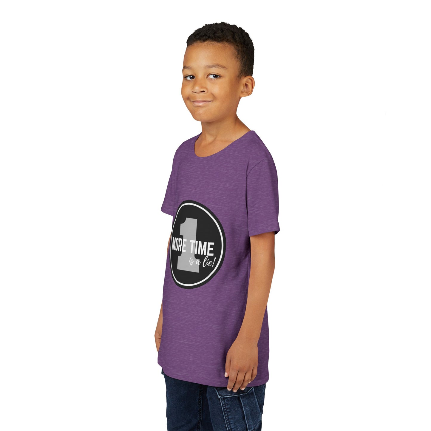“One More Time is a Lie” Bold Emblem Dancer Graphic T-Shirt for Kids – Funny Dance Rehearsal Shirt - Youth Dance Tee