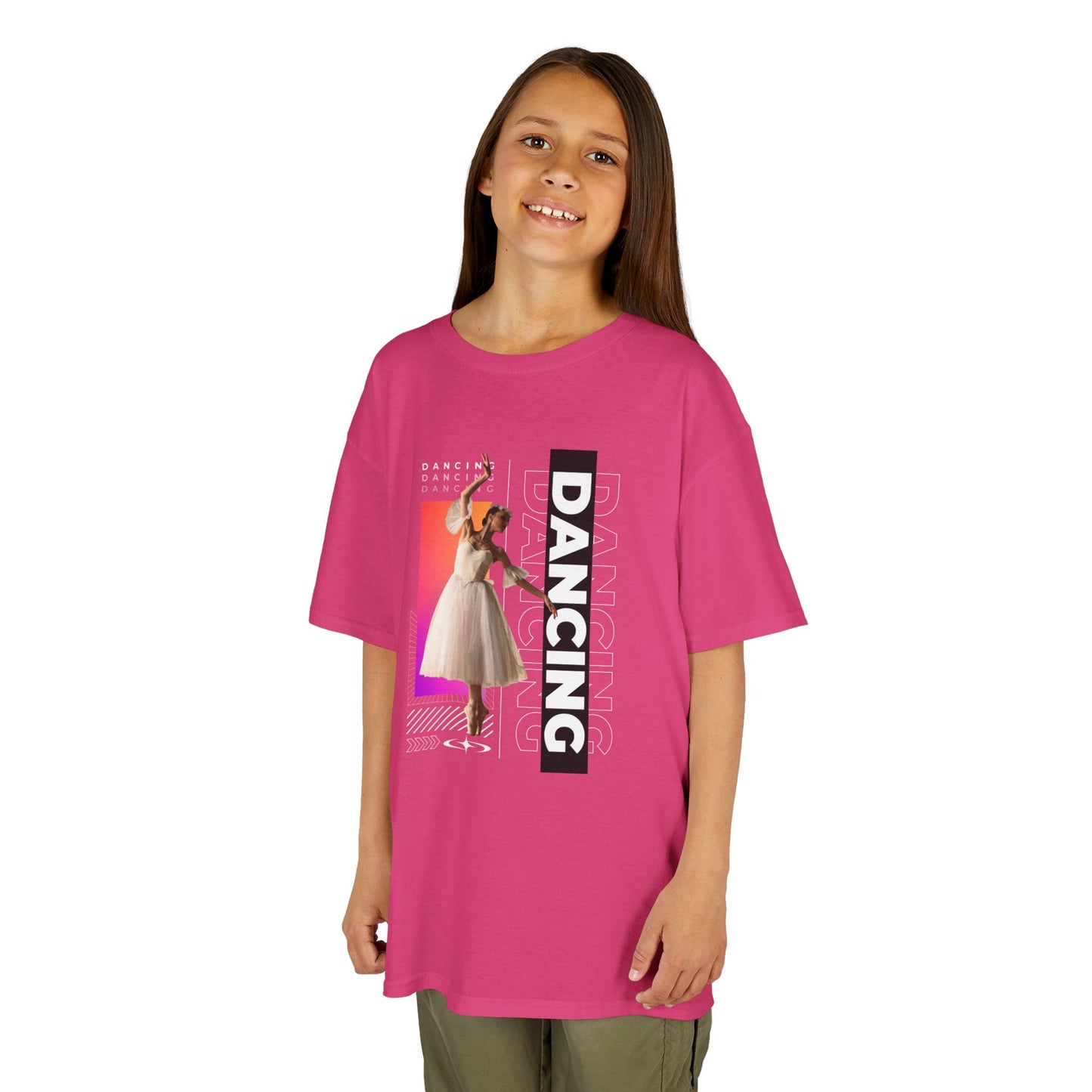 “Dancing” Youth Short Sleeve T-Shirt – Streetwear-Inspired Female Dancer Graphic – Trendy Kids Dance T-Shirt for Girls