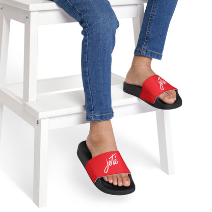 YOUTH SIZES - “Jeté” Official Logo Dance -Inspired Custom Footwear | Youth Sandal Slides with Removable Straps