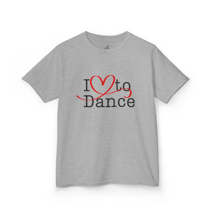 "I Love to Dance" Youth Short Sleeve Tee – Hand-Drawn Heart Graphic Dance Lover T-Shirt