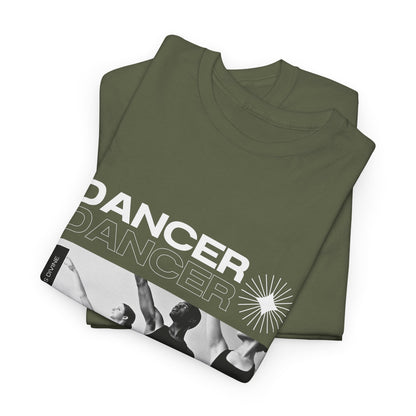 "Dancer" with ballet dancers at the Barre - Unisex Heavy Cotton Tee | Streetwear-Inspired Ballet Training Graphic T-Shirt for Dance Lovers