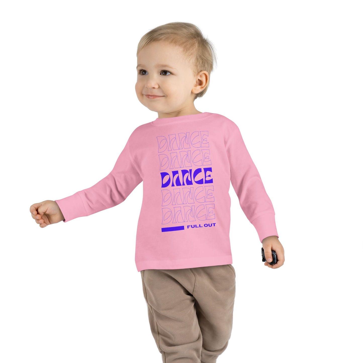 "Dancer – Full Out" Toddler Long Sleeve Dance Tee – Bold Motivational Graphic Shirt for Young Movers