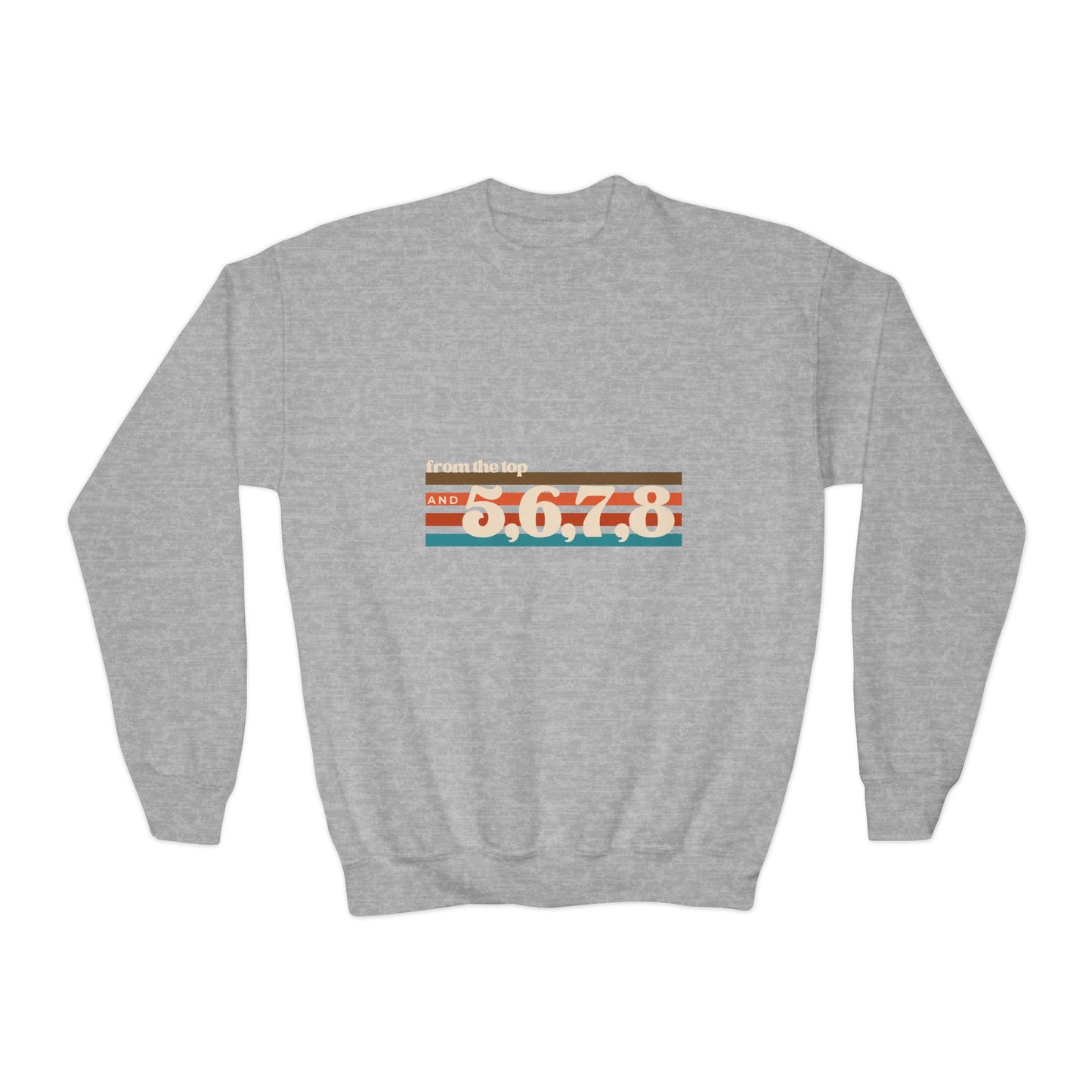 "From the Top and 5, 6, 7, 8" – Retro Dance Youth Crewneck Sweatshirt | Kids Dance Practice Pullover
