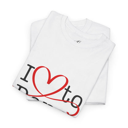 "I Love to Dance" Unisex Heavy Cotton Tee – Hand-Drawn Heart Graphic Dance Lover T-Shirt