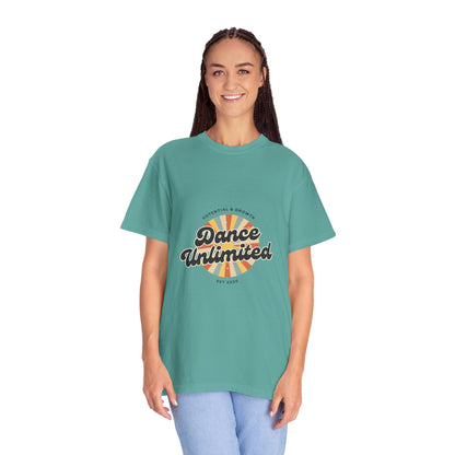 "Dance Unlimited, Potential & Growth" Unisex Garment-Dyed T-Shirt – Retro-Inspired Dance Motivation Graphic Tee – Inspirational Shirt for Dancers"