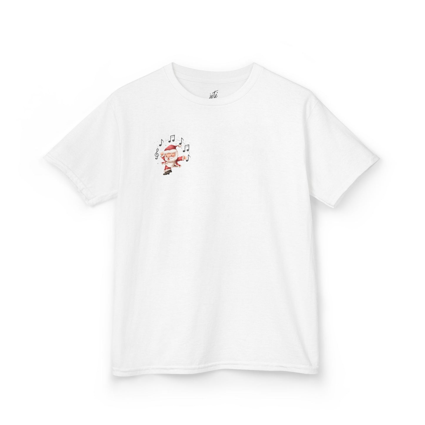 “5-eee and a 6-eee and a Ho, Ho, Ho” YOUTH Short Sleeve Tee with Playful Dancing Santa Front & Back – Festive Christmas Dance Tee for Dancers & Studios