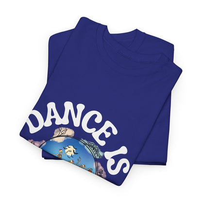 “Dance Is in My Bones” Halloween Dance T-Shirt with Dancing Skeletons Graphic - Unisex Heavy Cotton Tee