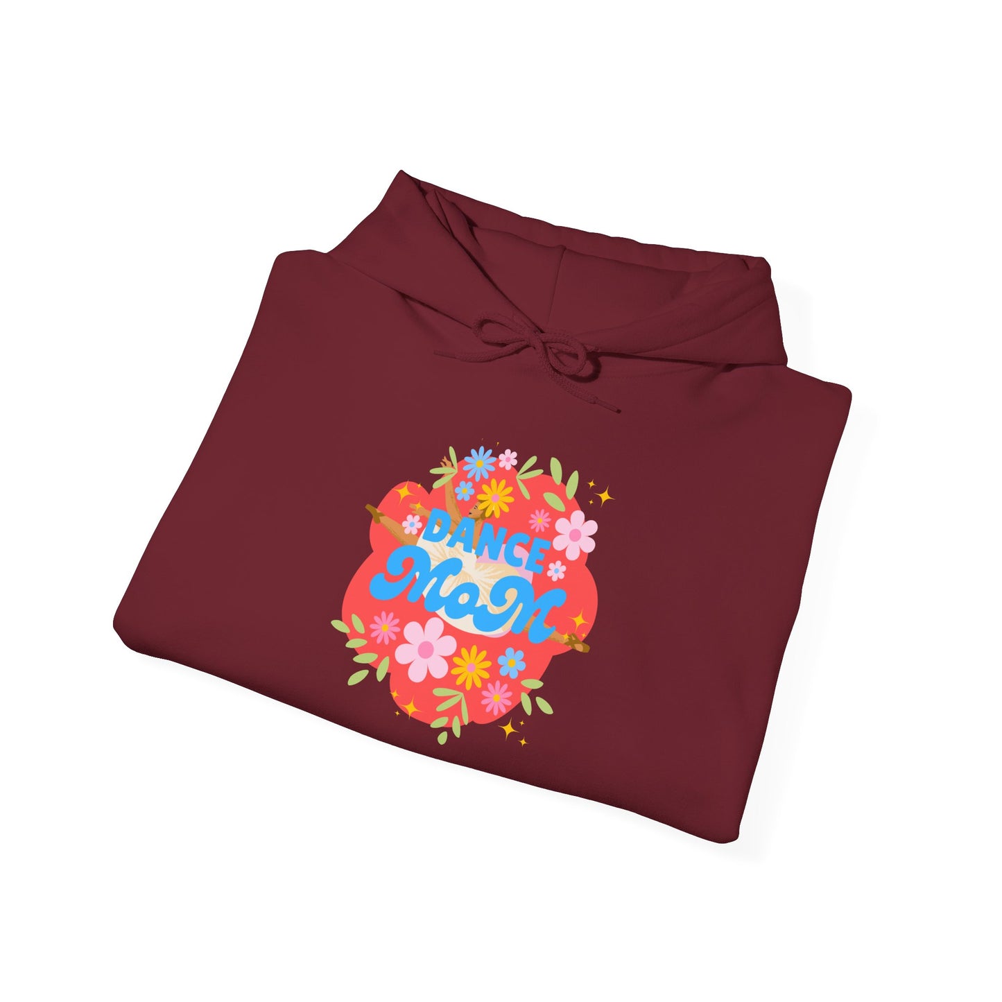 "Dance Mom" Superhero Hoodie – Floral Front Graphic & Fun Back Design | Unisex Hooded Sweatshirt for Proud Dance Parents