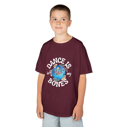 "Dance Is in My Bones” Halloween Dance T-Shirt with Dancing Skeletons Graphic - Kids Heavy Cotton™ Tee