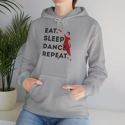 "Eat Sleep Dance Repeat" Unisex Dance Hoodie – Bold Graphic Sweatshirt for Dancers