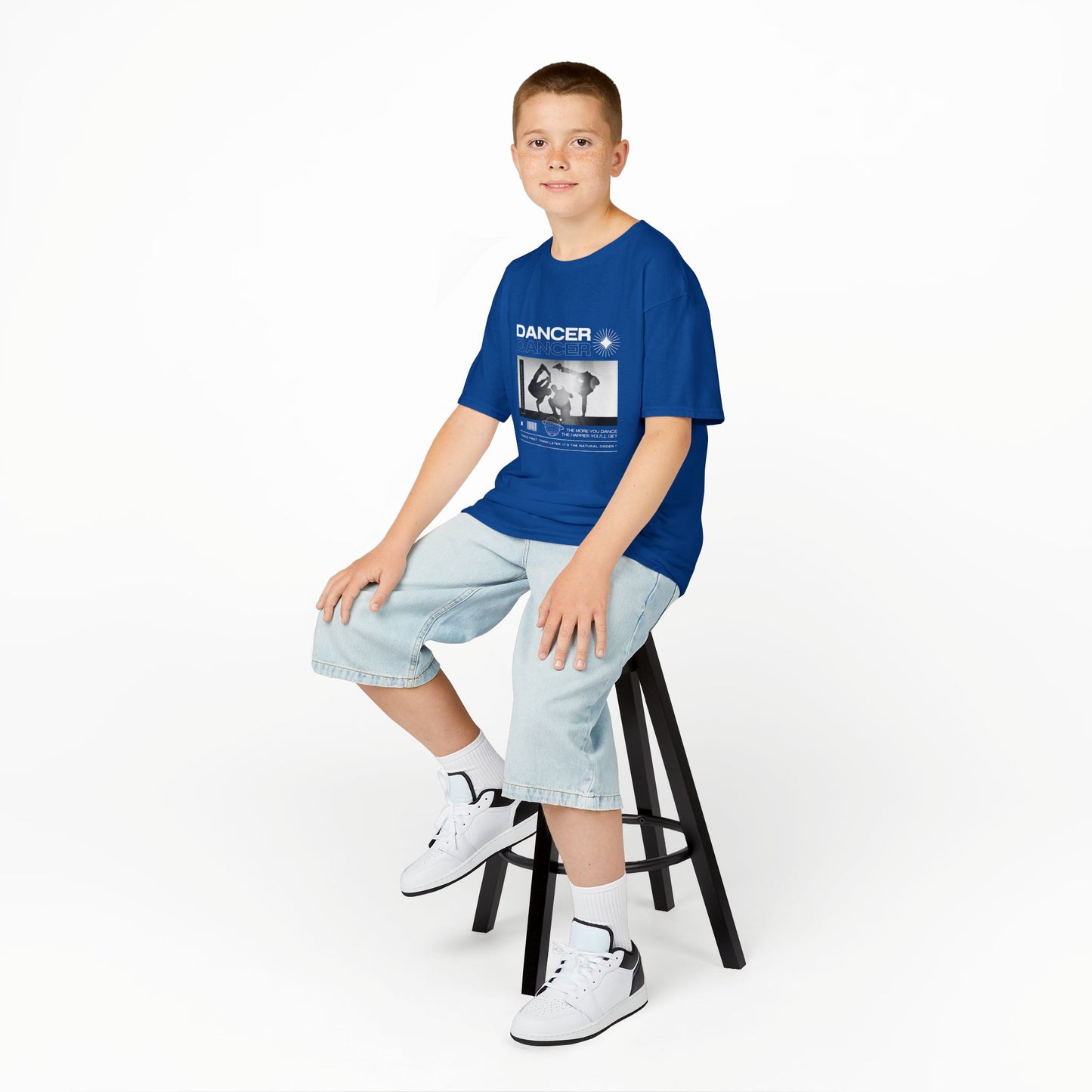 "Dancer" Youth Short Sleeve Tee – Streetwear-Style Breakdancer Graphic Hip Hop Dance Kids T-Shirt