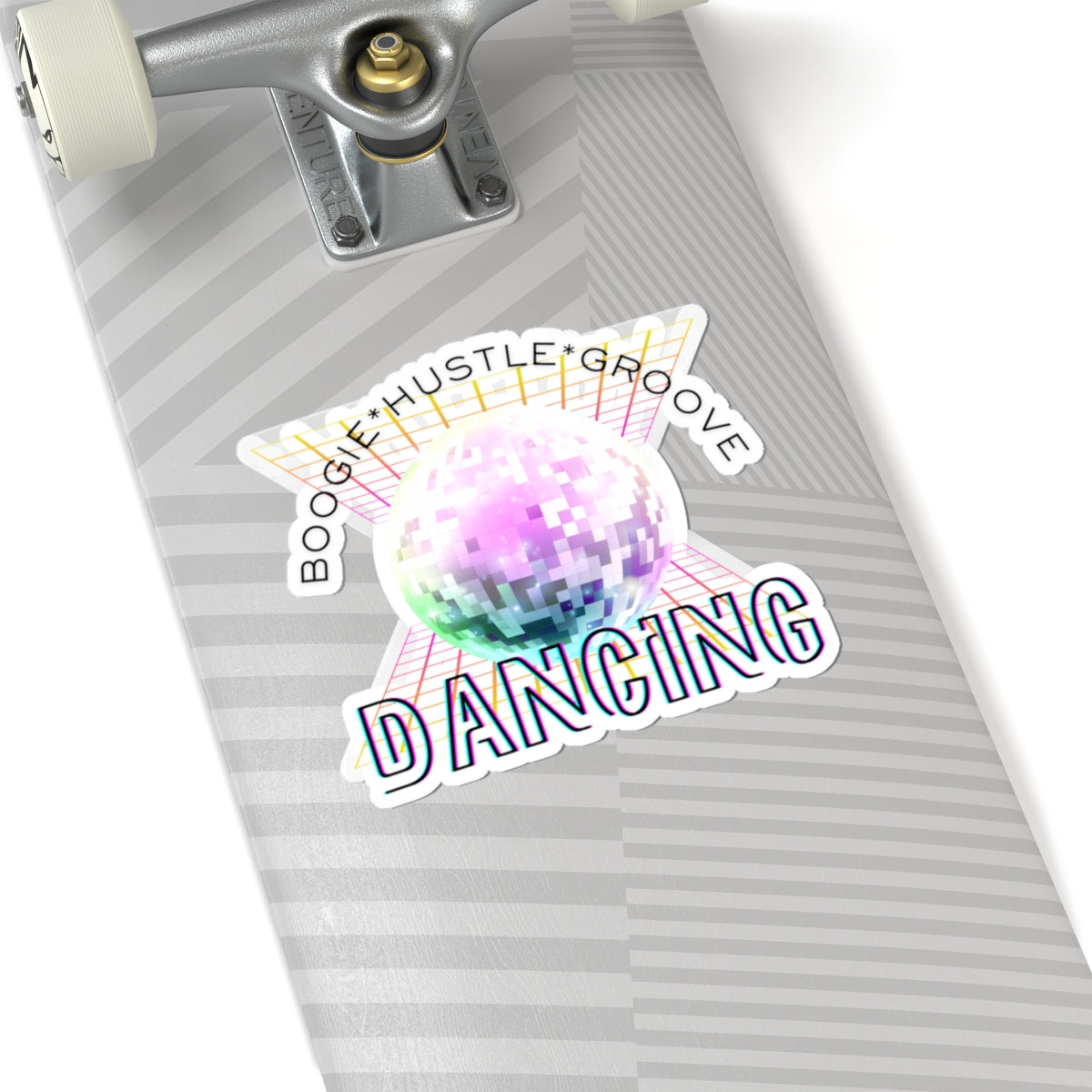 "Boogie Hustle Groove -Dancing" Kiss-Cut Sticker – Retro Dance-Themed Vinyl Sticker with Colorful 70s-Inspired Graphic – Fun Sticker for Laptops, Journals & Water Bottles