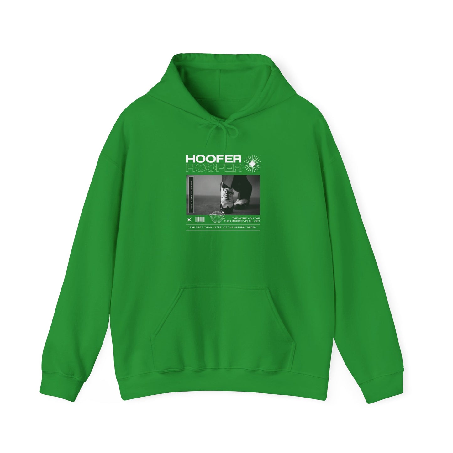 “Hoofer” Tap Dance Text with Streetwear-Style Tap Shoes Graphic – Unisex Heavy Blend™ Hooded Sweatshirt – Cozy Dance Hoodie for Tap Dancers & Dance Enthusiasts