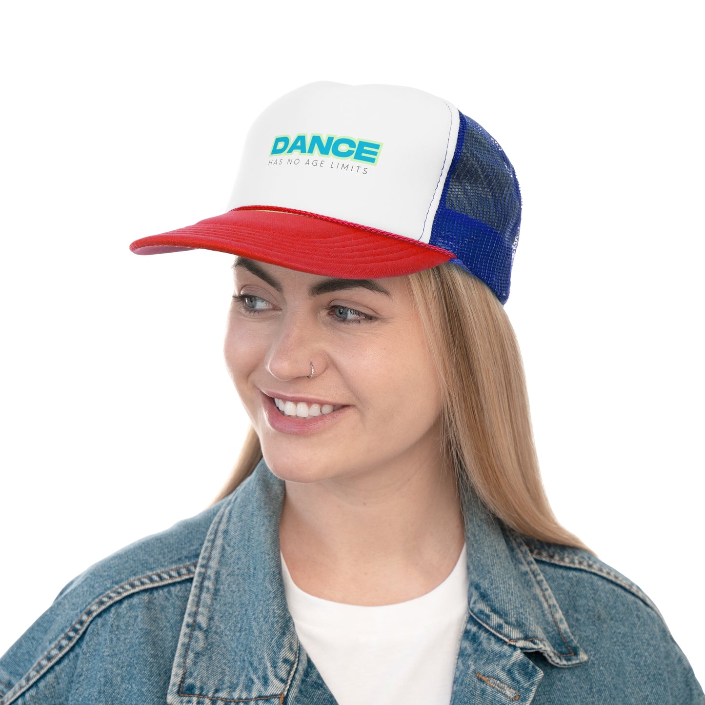 "Dance Has No Age Limits" Unisex Trucker Hat – Colorful Dance Quote Cap for All Ages, Dancers, and Movement Lovers