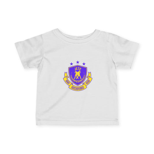 "Jeté Dance Gear" Infant Dance T-Shirt – Collegiate-Inspired Dancer Graphic Short Sleeve Tee for Babies