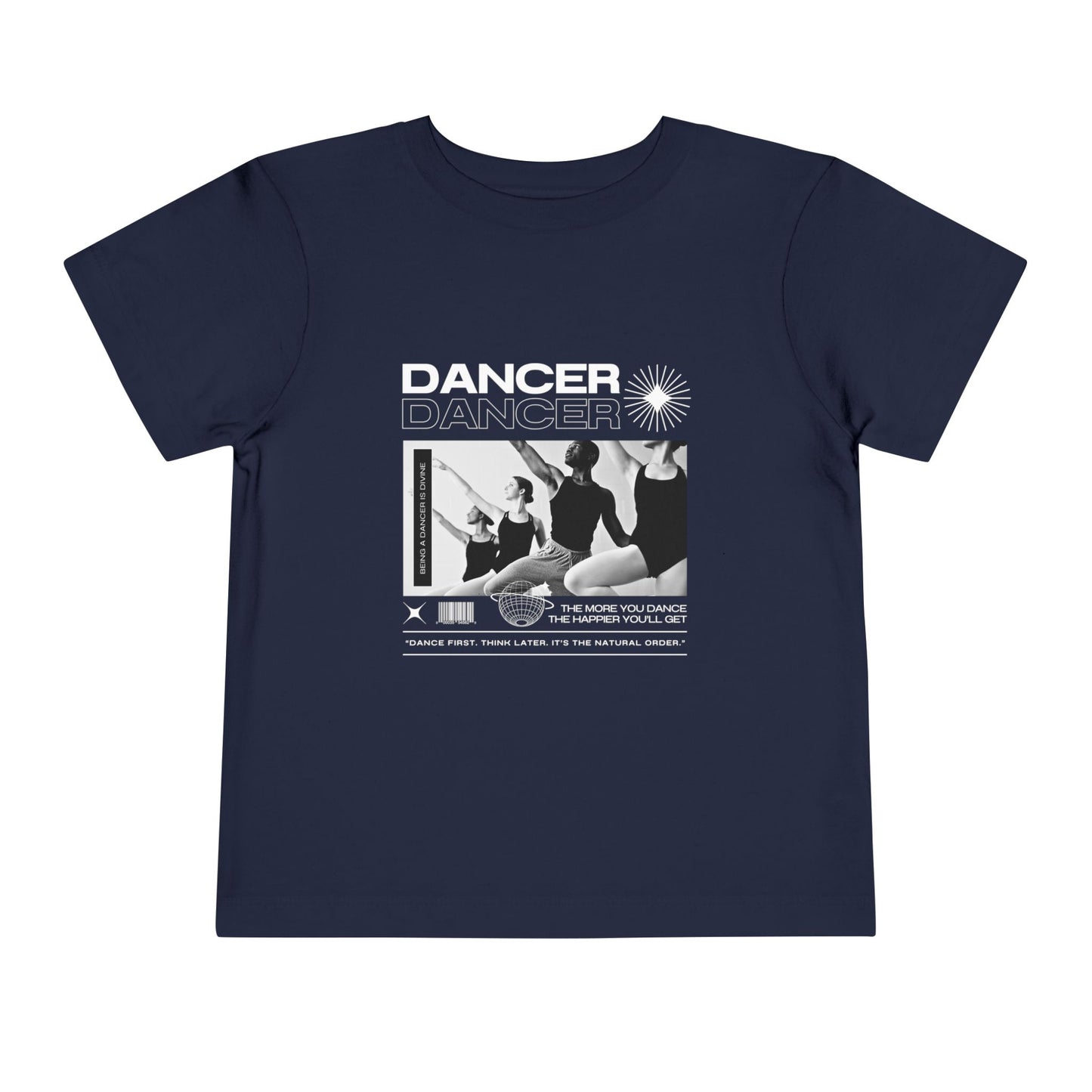 “Dancer" Toddler Short Sleeve T-Shirt – Streetwear-Inspired Ballet Barre Graphic Tee for Young Kids