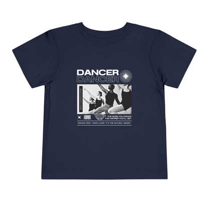 “Dancer" Toddler Short Sleeve T-Shirt – Streetwear-Inspired Ballet Barre Graphic Tee for Young Kids