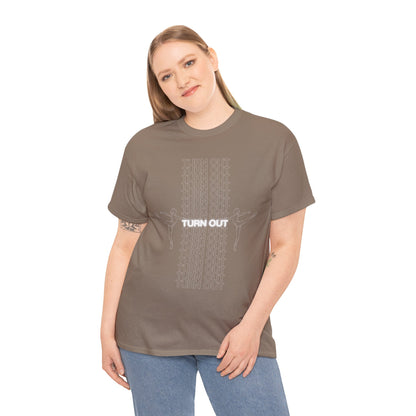 "Turn Out" Ballerina Graphic Unisex Heavy Cotton Tee – Ballet Dance T-Shirt for Dancers & Dance Enthusiasts