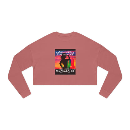 "Line Dancer, Get Your Boots in Line" Western-Inspired Graphic – Women’s Cropped Fleece Sweatshirt
