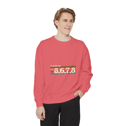 "From the Top and 5 6 7 8" Unisex Lightweight Crewneck Sweatshirt – Retro Dance Graphic Pullover for Dancers & Choreographers
