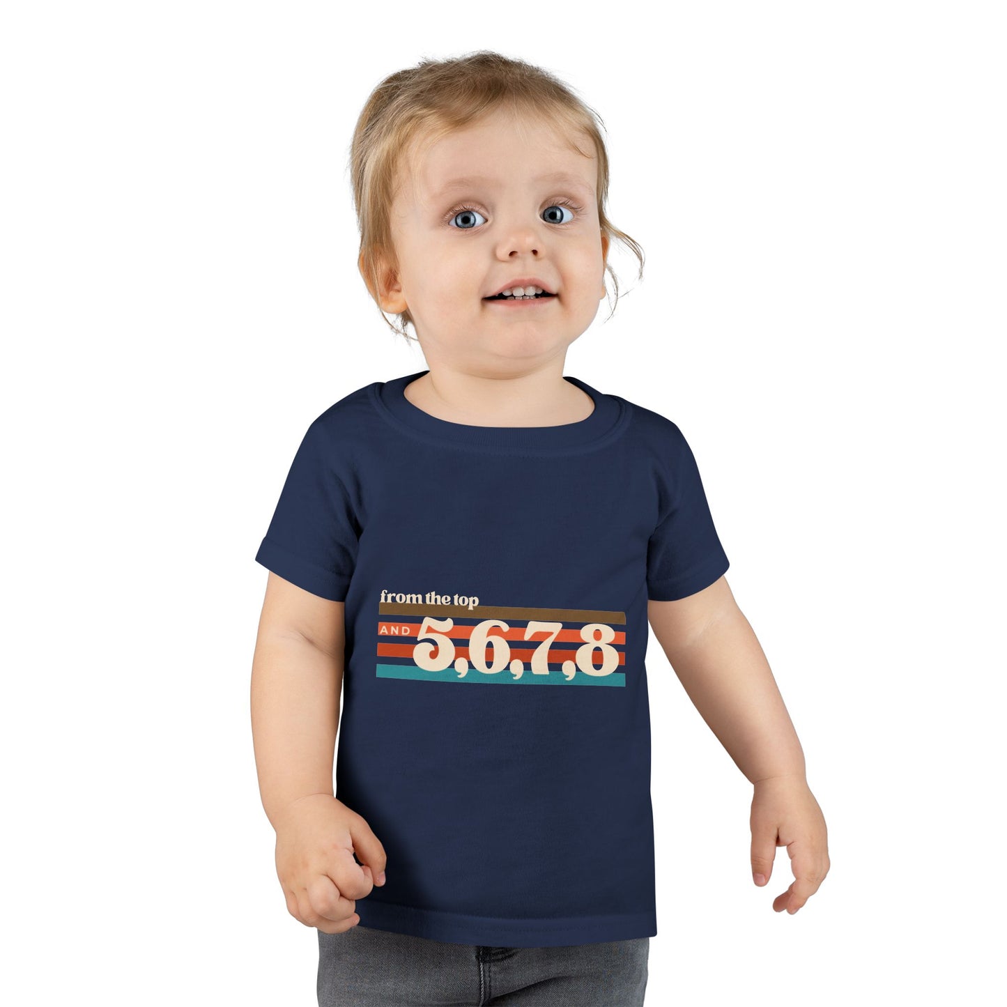 "From the Top and 5, 6, 7, 8" Toddler Dance T-Shirt – Retro Choreography-Inspired Short Sleeve Tee for Kids