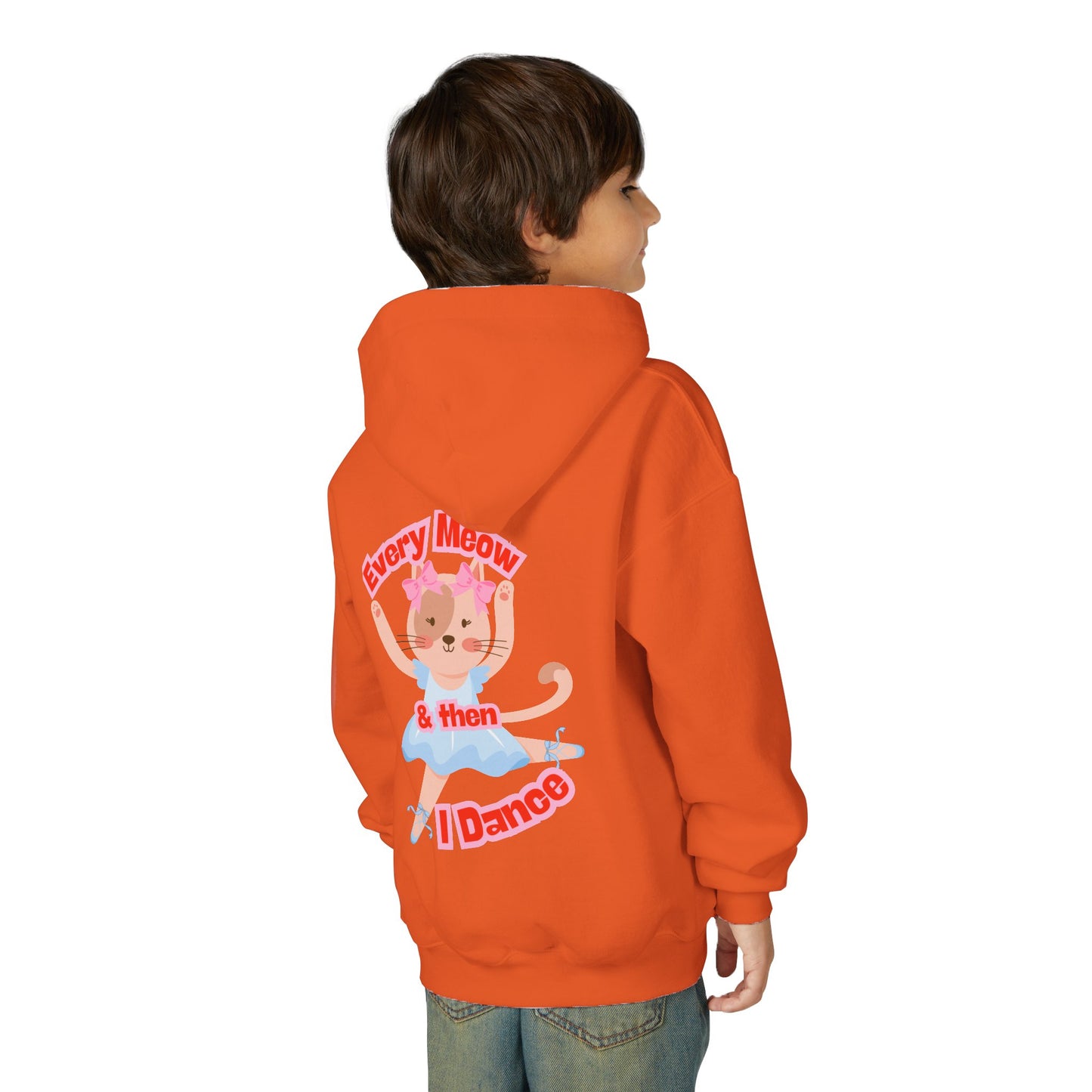 “Every Meow & Then I Dance” Adorable Dancing Cat Graphic | Cute Cat Dance Hoodie for Kids & Young Ballet Enthusiasts - Unisex Youth Hoodie