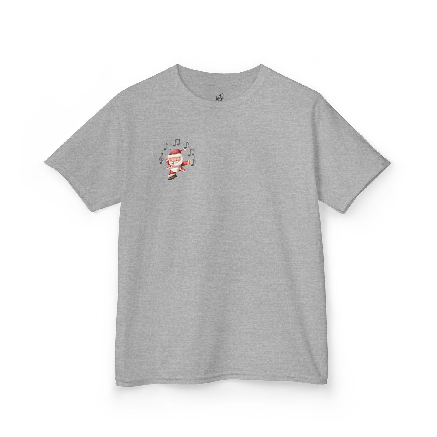 “5-eee and a 6-eee and a Ho, Ho, Ho” YOUTH Short Sleeve Tee with Playful Dancing Santa Front & Back – Festive Christmas Dance Tee for Dancers & Studios