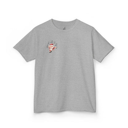 “5-eee and a 6-eee and a Ho, Ho, Ho” YOUTH Short Sleeve Tee with Playful Dancing Santa Front & Back – Festive Christmas Dance Tee for Dancers & Studios