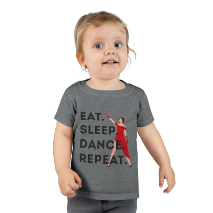 "Eat Sleep Dance Repeat" Toddler T-Shirt – Bold Dancer Graphic Tee for Kids – Short Sleeve Dance Shirt for Toddlers