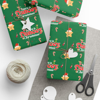 “Have a Dancey Christmas” Wrapping Paper – Festive Holiday Dance Gift Wrap with Ballet & Dance-Themed Design, Perfect for Dancers and Studios