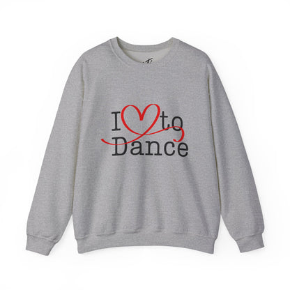 "I Love to Dance" Unisex Crewneck Sweatshirt – Dance Lover Gift with Hand-Drawn Heart Graphic