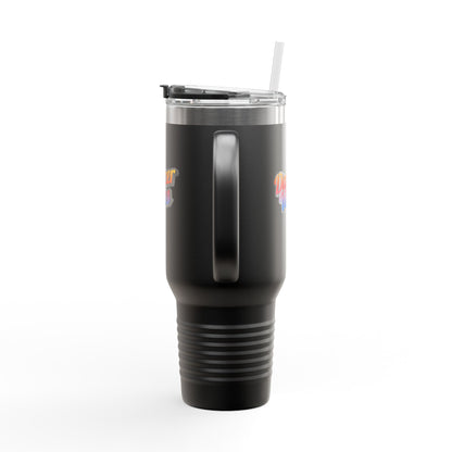 "Dancer Vibes" 40oz Insulated Travel Mug – Retro-Inspired Stainless Steel Tumbler for Dance Lovers | Hot & Cold Beverage Travel Cup with Handle and Leak-Proof Lid