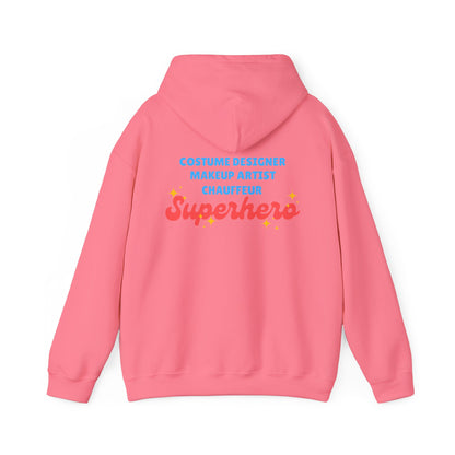 "Dance Mom" Superhero Hoodie – Floral Front Graphic & Fun Back Design | Unisex Hooded Sweatshirt for Proud Dance Parents