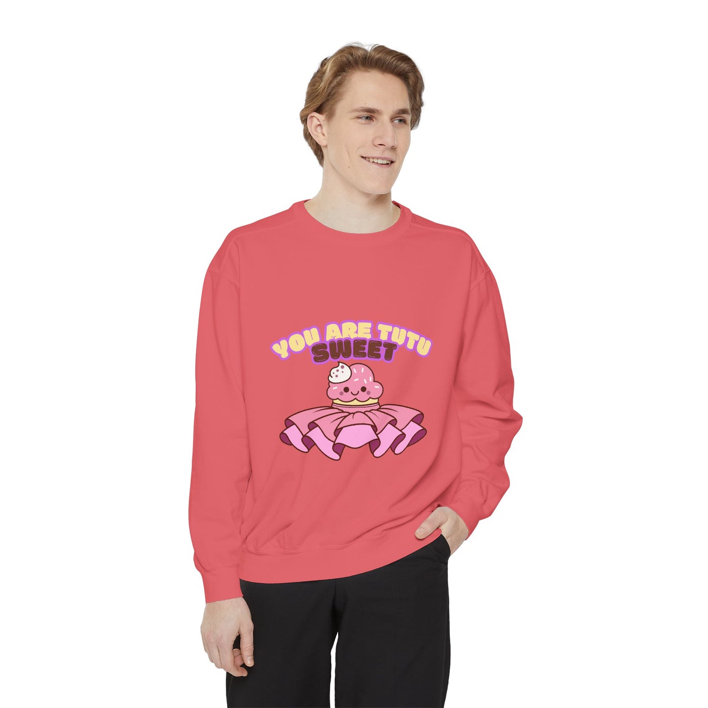 "You Are Tutu Sweet" Unisex Lightweight Crewneck Sweatshirt – Kawaii Cupcake in a Tutu Graphic Pullover for Ballet & Dance Lovers