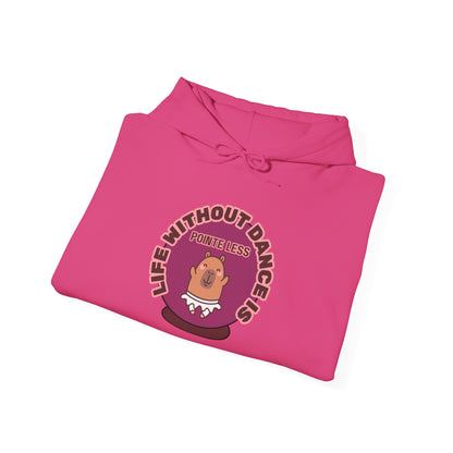 “Life Without Dance is Pointeless" Unisex Heavy Blend Hooded Sweatshirt – Cute Capybara Graphic Hoodie for Adults and Teens