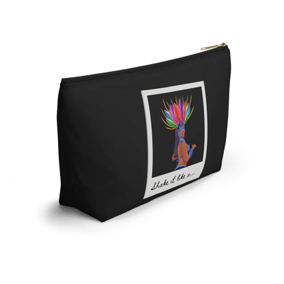 "Shake It Like a..." Makeup Bag – Carnival-Inspired Samba Dancer Graphic – Fun Dance-Themed Zipper Pouch for Cosmetics, Travel & Accessories