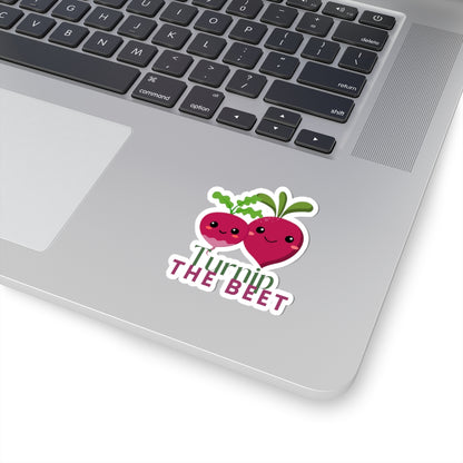 "Turnip the Beet" Kiss-Cut Sticker – Cute Vegetable Dance Pun Graphic – Fun Dance-Themed Vinyl Sticker for Laptops, Journals & Water Bottles