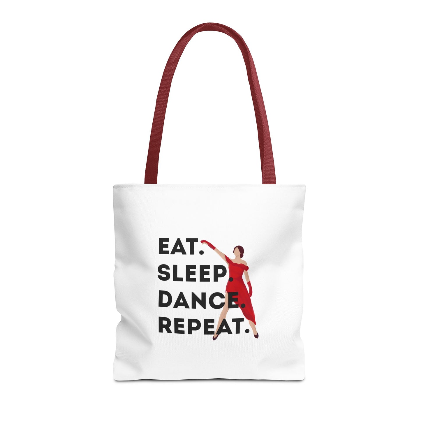 "Eat Sleep Dance Repeat" Canvas Tote Bag – Bold Dancer Graphic Dance Bag for Studio, School & Everyday Use