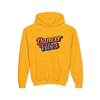 "Dancer Vibes" Youth Hooded Sweatshirt – Retro Text-Based Dance Graphic Hoodie for Kids and Teens