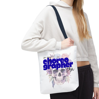 In My Choreographer Era Tote Bag with Colored Handles – Pastel Floral Skull Dance-Inspired Carryall