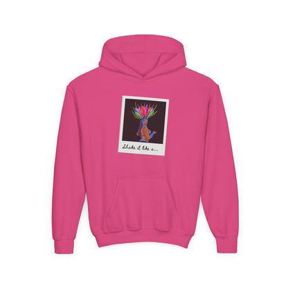 "Shake It Like a..." Youth Hooded Sweatshirt – Carnival-Inspired Samba Dancer Graphic Fleece Hoodie for Kids and Teens