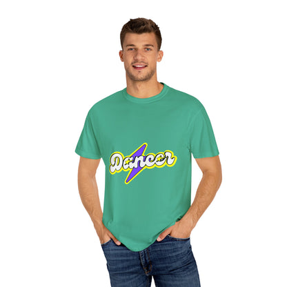 "Dancer" Unisex Garment-Dyed T-Shirt – Superhero-Style Bold Graphic Tee – Dance Power Shirt for Performers & Movers