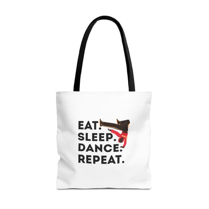 "Eat Sleep Dance Repeat" B-Boy Canvas Tote Bag – Hip-Hop Dancer Graphic Dance Tote for Everyday Use