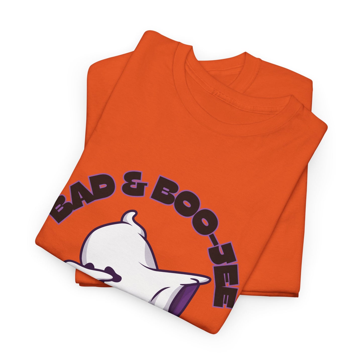 “Bad & Boo-jee” Funny Halloween Dance T-Shirt with Cute Ghost Dab Graphic - Unisex Heavy Cotton Tee